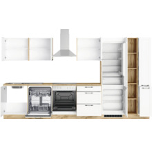 Cuisine complète avec appareils Held Möbel Lübeck 360 cm blanc mat démontée variante réversible 1105.6330