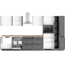 Cuisine complète avec appareils Held Möbel Lübeck 360 cm gris mat démontée variante réversible 1116.6331