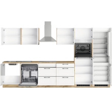 Cuisine complète avec appareils Held Möbel Lübeck 360 cm blanc mat démontée variante réversible 1119.6330