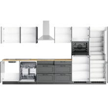 Cuisine complète avec appareils Held Möbel Lübeck 360 cm gris mat démontée variante réversible 1119.6331