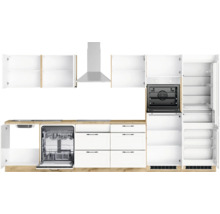 Cuisine complète avec appareils Held Möbel Lübeck 360 cm blanc mat démontée variante réversible 1120.6330