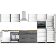 Cuisine complète avec appareils Held Möbel Lübeck 360 cm gris mat démontée variante réversible 1120.6331