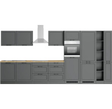 Cuisine complète avec appareils Held Möbel Lübeck 420 cm gris mat démontée variante réversible 1122.6331