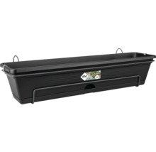 Set de jardinière elho Green Basics allin1 plastique 69,2 x 25,7 x 16,7 cm noir avec fixation et soucoupe