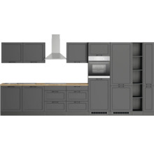 Cuisine complète avec appareils Held Möbel Lübeck 420 cm gris mat démontée variante réversible 1123.6331