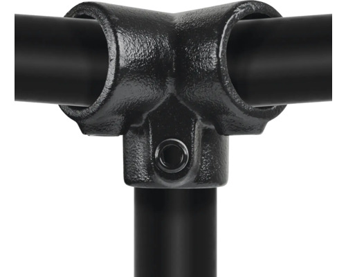 Pièce d'angle à trois voies Buildify noir pour tube d'échafaudage noir Ø 33 mm Raccord de tuyau en T avec tuyaux