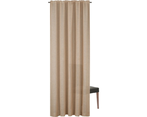 Beige Gardine aus Stoff mit Kräuselbandaufhängung