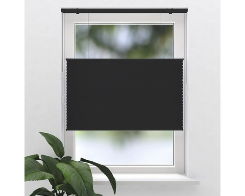 SOLUNA Wabenplissee freihängend mit Wand-/Deckenbefestigung und Zugschnurbedienung thermo schwarz 60x175 cm