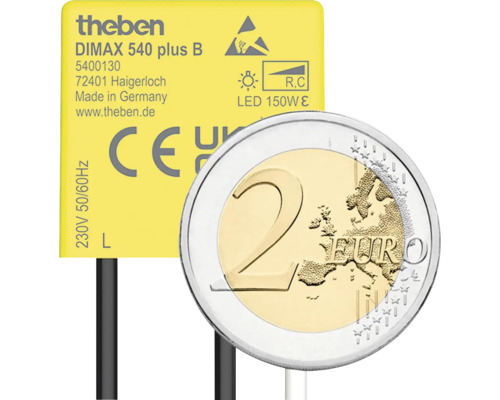 Variateur Theben DIMAX 540 plus B à côté d''une pièce de deux euros.