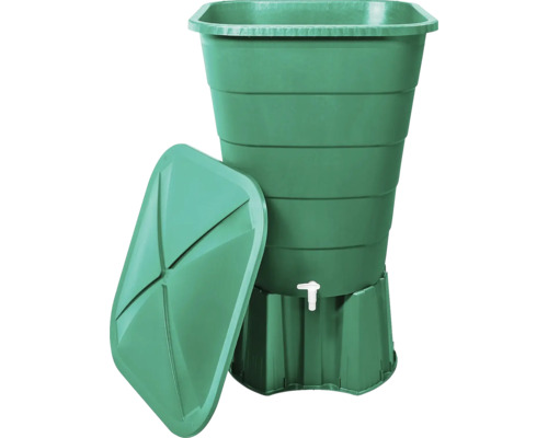 Récupérateur d''eau de pluie en plastique avec couvercle et robinet