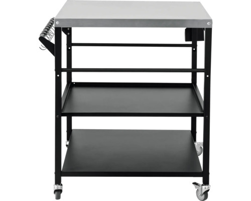 Servierwagen mit zwei Ablageflächen, Haken und Rollen