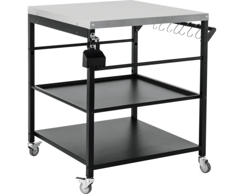 Servierwagen mit Arbeitsplatte, zwei Regalböden, Flaschenöffner und Haken