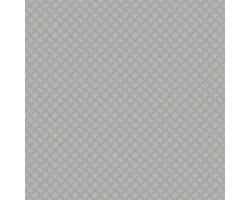 Sol PVC Artifact aspect tôle striée gris 400 cm de largeur (au mètre) Texture de tôle gaufrée