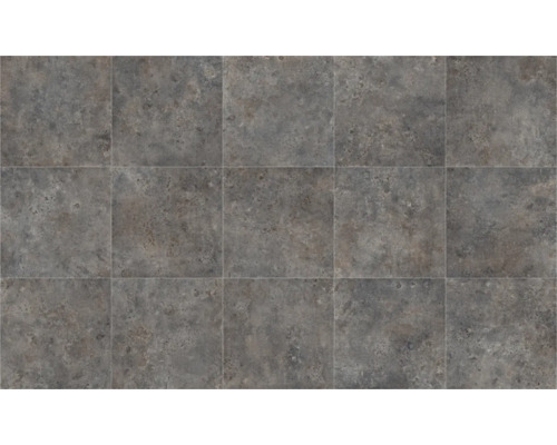 Sol PVC Stellar aspect carrelages marron anthracite carrelages 40x40 cm 200 cm de largeur (au mètre) Carreaux aspect pierre
