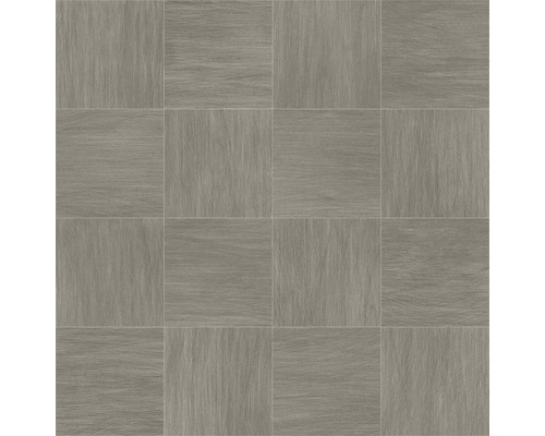Sol PVC Comfytex aspect carrelages anthracite carrelages 25x25 cm 400 cm de largeur (au mètre) Carreaux aspect bois, disposés en carré