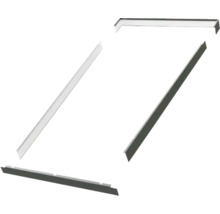 Vier Metallelemente zur Deckenmontage