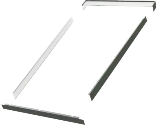 Vier Metallelemente zur Deckenmontage