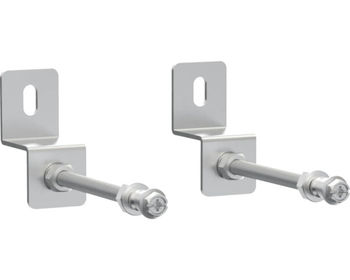 Deux équerres métalliques avec vis et trou oblong pour la fixation