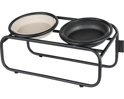 Futterbar mit zwei Näpfen für Haustiere