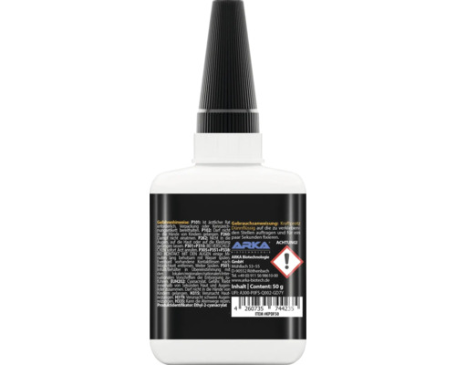 Kraftprotz Sekundenkleber in einer weißen Flasche mit schwarzer Spitze