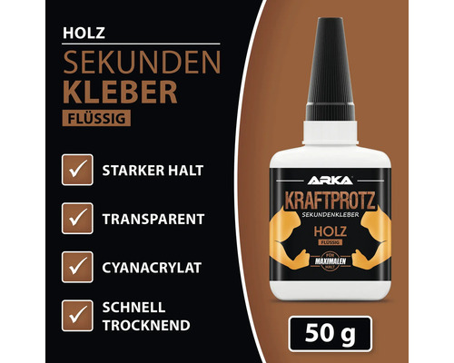 Holz Sekundenkleber, flüssig, 50 Gramm