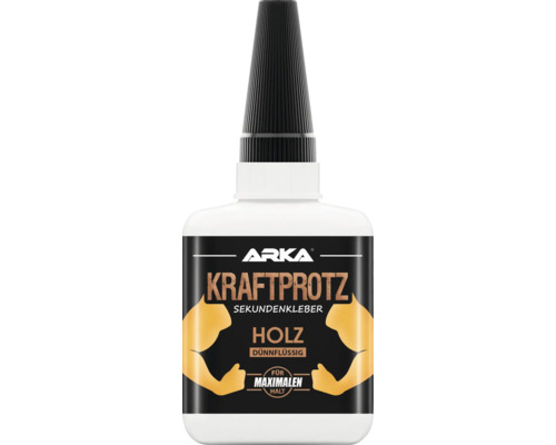 Colle instantanée ARKA Kraftprotz bois très fluide 50 g Kraftprotz Colle instantanée Bois, fluide, pour un maintien maximal