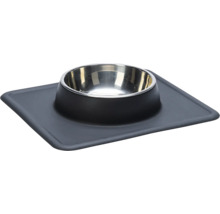 Écuelle Karlie Dex support à écuelle silicone noir env. 26 x 23 x 4,5 cm avec écuelle acier inoxydable, adapté au lave-vaisselle, 350 ml