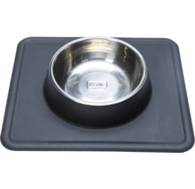 Gamelle en acier inoxydable sur un support pour animaux de compagnie
