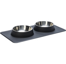 Gamelle double pour chien avec récipients en acier inoxydable et support