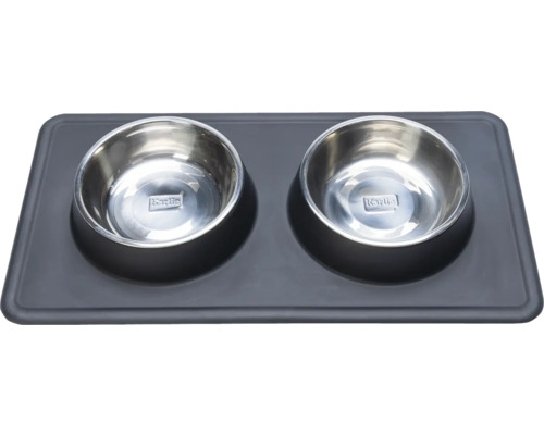 Gamelle double pour animaux avec gamelles en acier inoxydable sur support