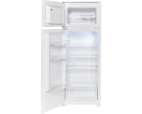 Geöffneter, weisser Kühlschrank mit Gefrierfach