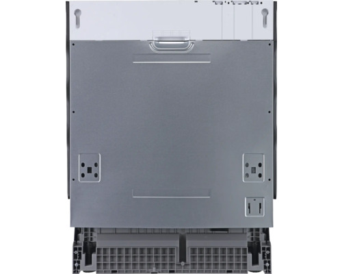 Rückansicht eines Geschirrspülers, Details zur Installation und Befestigung