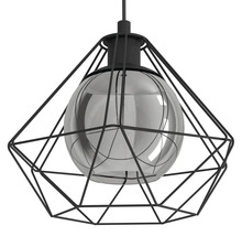 Suspension 1 ampoule hxØ 110x32,5 cm noir verre pulvérisé noir/transparent
