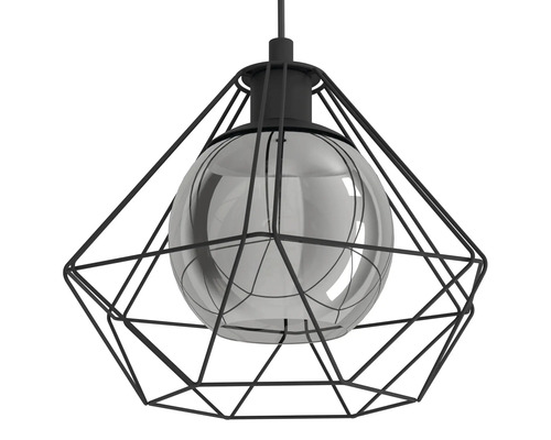 Suspension avec abat-jour géométrique et ampoule ronde