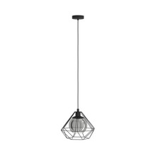 Suspension 1 ampoule hxØ 110x32,5 cm noir verre pulvérisé noir/transparent
