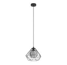 Suspension 1 ampoule hxØ 110x32,5 cm noir verre pulvérisé noir/transparent