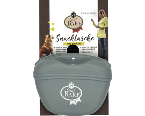 Snackbag Graf BARF Gürtel - Sac pour snacks gris, silicone env. 13 x 11 x 5 cm Sac à friandises pour chien Graf Barf en silicone