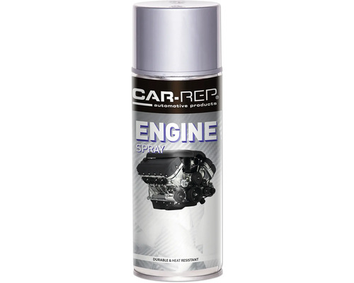 Peinture aérosol Car-Rep spray pour moteur brillant argent 400 ml Bombe de peinture pour moteur CAR-REP avec image d''un moteur de voiture, résistante à la chaleur et durable