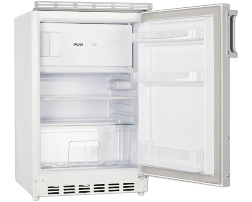 Geöffneter weißer Kühlschrank mit Gefrierfach