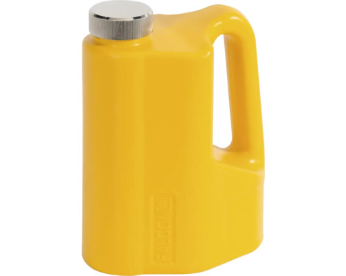 Jerrican jaune avec poignée et bouchon argenté