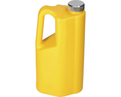Bidon jaune en plastique avec bouchon à vis argenté