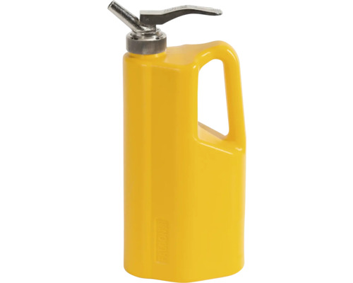Gelbe Ölkanne mit Auslaufhahn und Griff