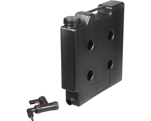 Schwarzer Frischwassertank mit Hahn