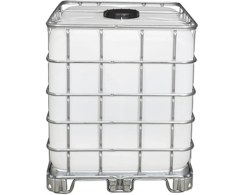 Weißer Intermediate Bulk Container mit Gitterbox