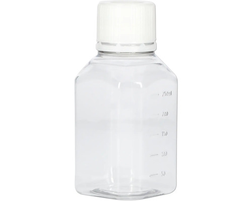 Bouteille transparente vide avec bouchon à vis et indicateur de niveau de remplissage