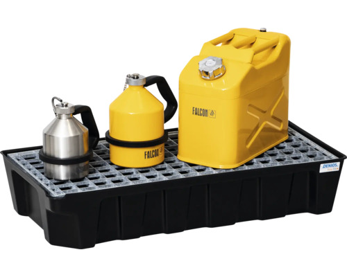 Auffangwanne mit Stahlkanistern der Marke Falcon