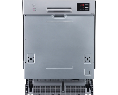 Lave-vaisselle argenté, vue de face