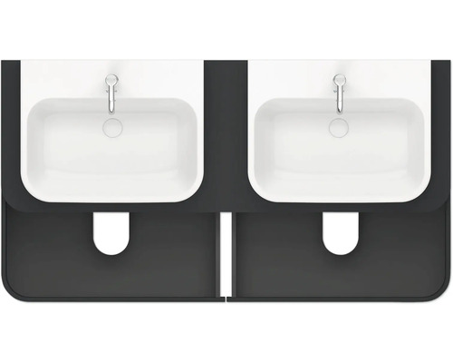 Doppelwaschtisch mit zwei Becken und Armaturen