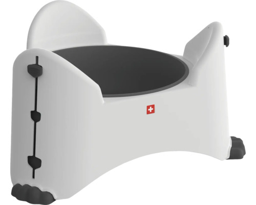 Tabouret de toilette avec croix suisse pour favoriser une position naturelle lors de la défécation