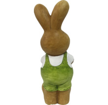 Keramik Osterhase Figur mit Latzhose, Rückansicht